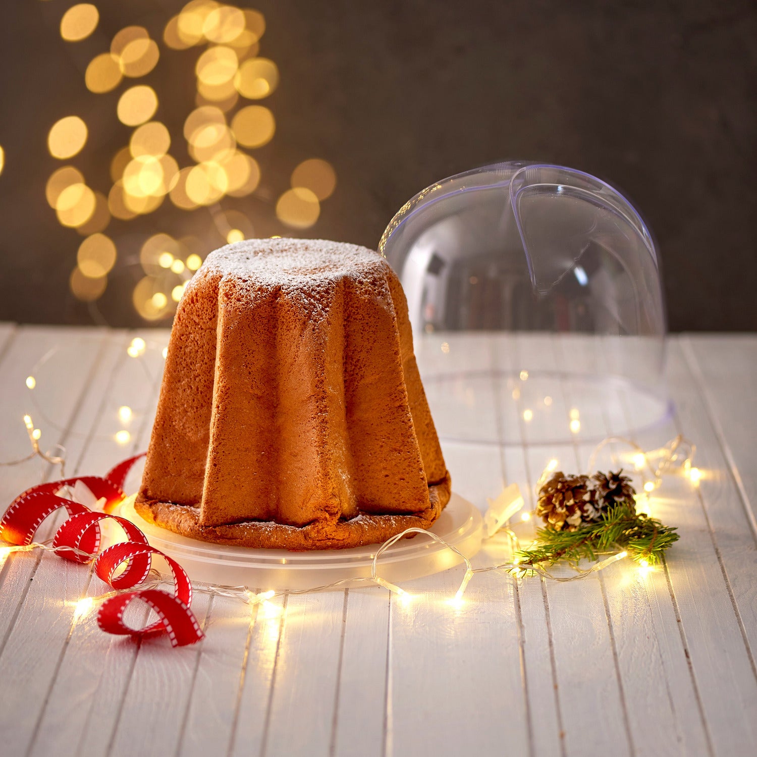 SNIPS - Porta Panettone e Pandoro in plastica con coperchio trasparente - h18 cm diametro 22 cm
